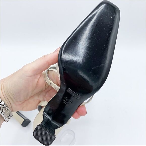 Bally Switzerland Winter White Strappy Snipped‎ Toe Sculptural Heels Sz 6 NEW - Picture 12 of 12